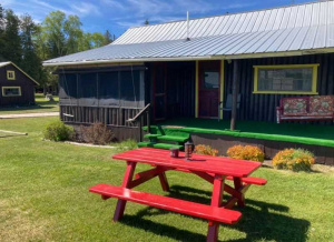 Red picnic table