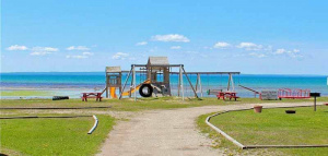 Playground on the shore of a lake