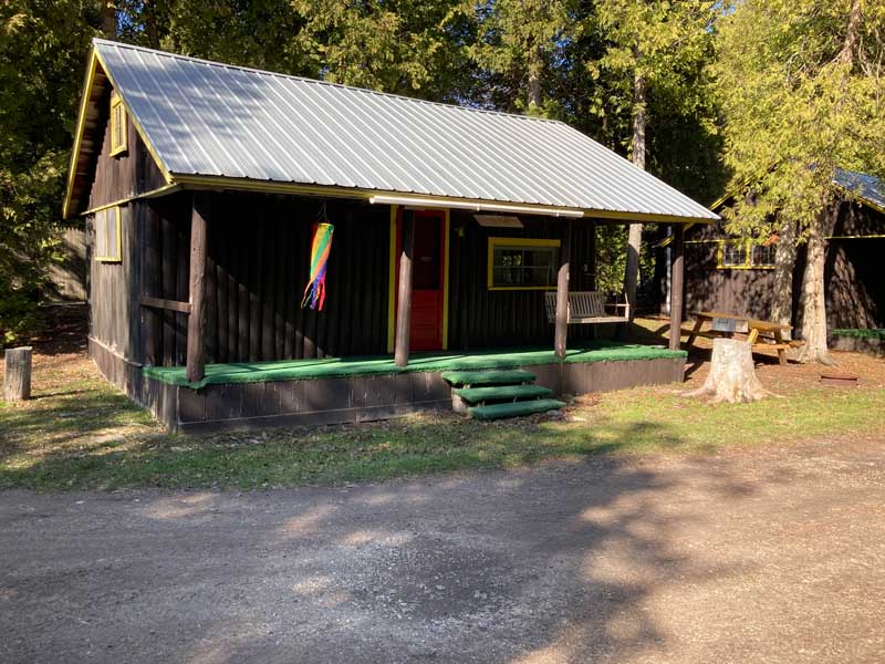 Exterior shot of rental cabin